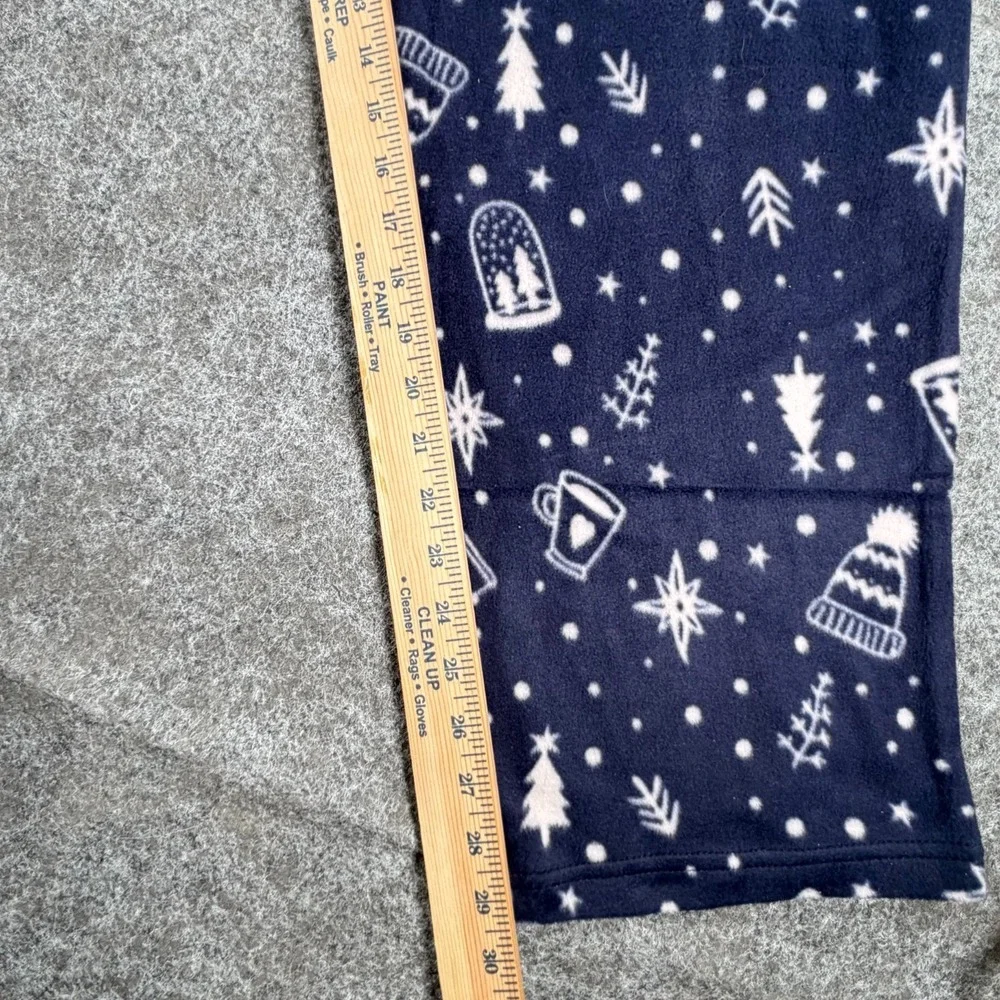 Eddie Bauer Pajama Set Womens L Blue White Stretch Allover Christmas‎ Sleepwear